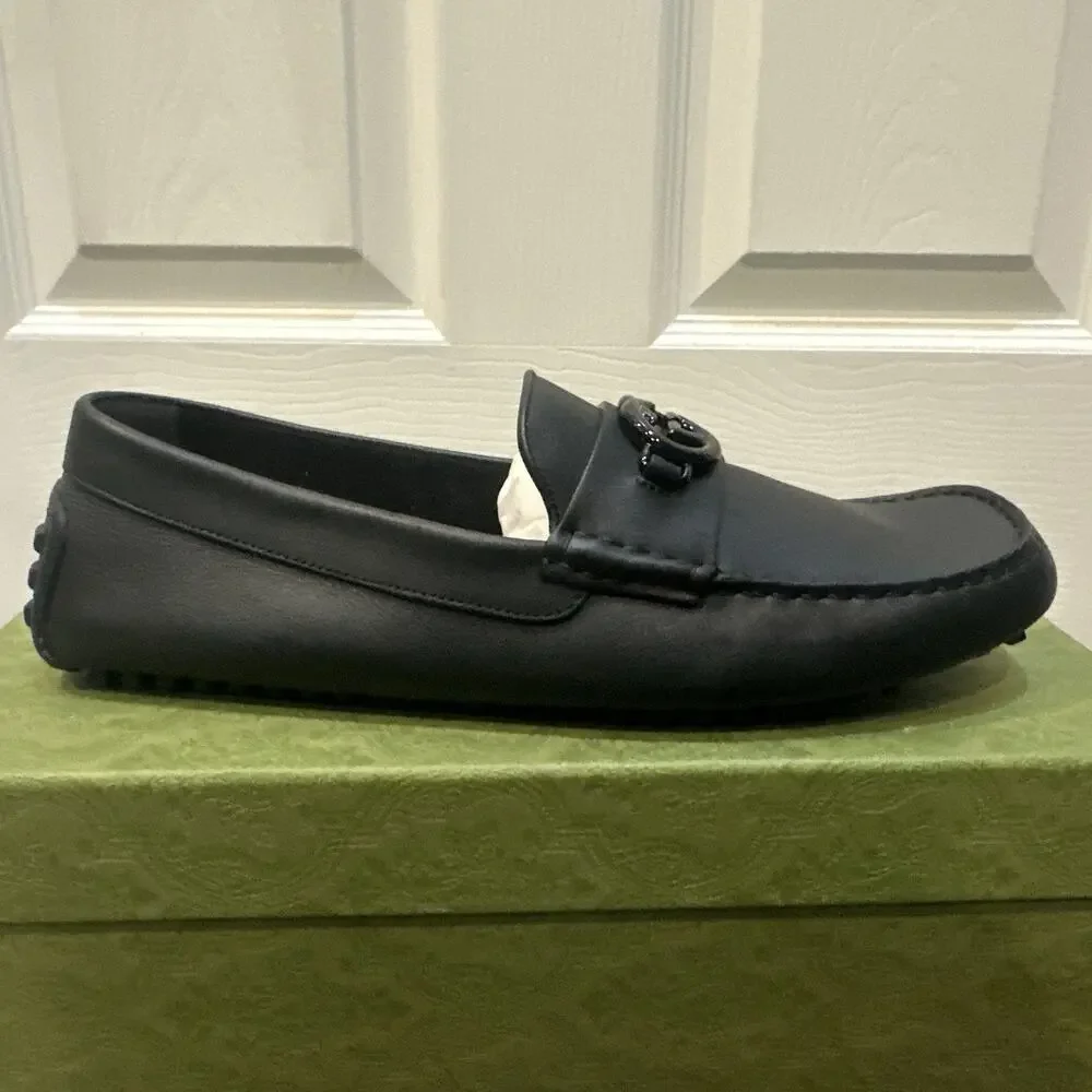 AUTHENTIC GUCCI INTERLOCKING G MOCCASINS LOAFERS 692379 GG 11.5 (fits USA 12.5)